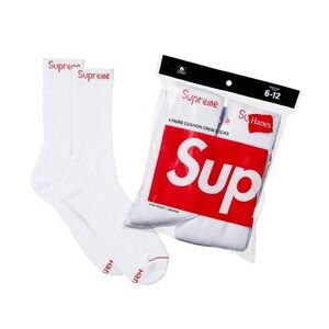 Supreme White Crew Socks